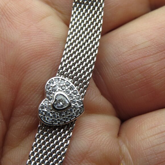 *925 Sterling Silver Diamond Heart Bracelet - Picture 2 of 5